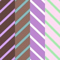 Set of four patterns with diagonal lines of violet and brown colors